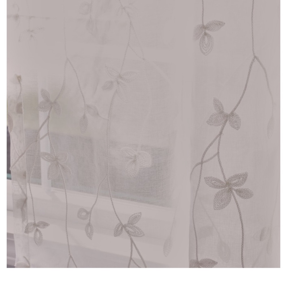 Allen + Roth Ivory Sheer Rod Pocket curtain two panels - Picture 3 of 7